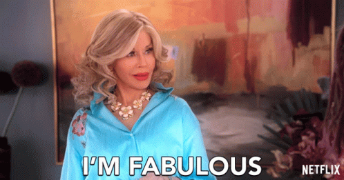 Woman In Blue Shirt Says Im Fabulous GIF