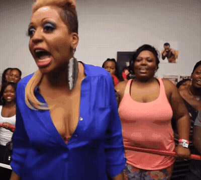 Woman In Blue Shirt Screaming GIF