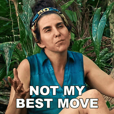 Woman In Blue Shirt Sitting In Jungle Not My Best Move GIF