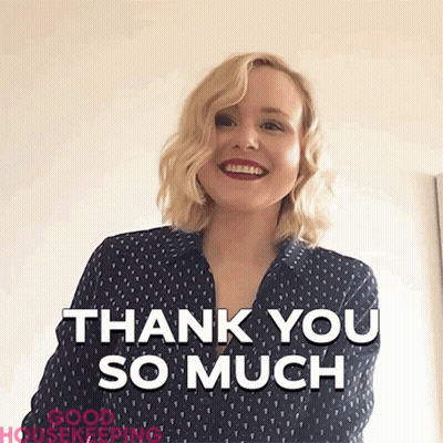 Woman In Blue Shirt Smiling Saying Thank You So Much GIF