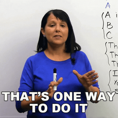 Woman In Blue Shirt Writing That's One Way GIF