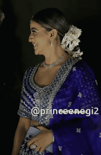 Woman In Blue Silver Dress With Flower @ Princeemegi2 GIF