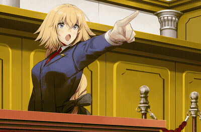 Woman In Blue Suit And Red Tie Pointing Finger GIF