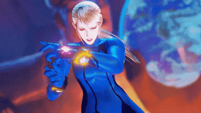 Woman In Blue Suit Holding Glowing Object GIF