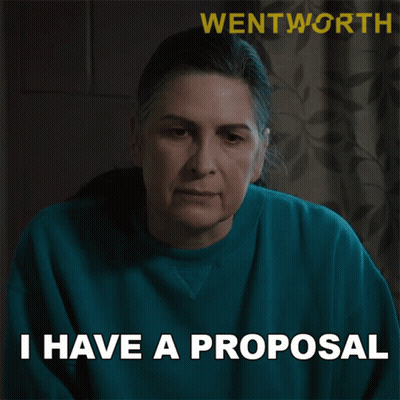 Woman in Blue Sweater Says I Have a Proposal