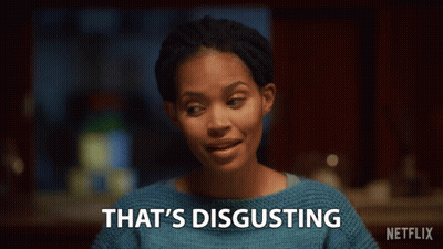 Woman In Blue Sweater Says That's Disgusting GIF
