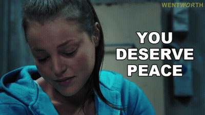 Woman In Blue Sweatshirt Saying You Deserve Peace GIF