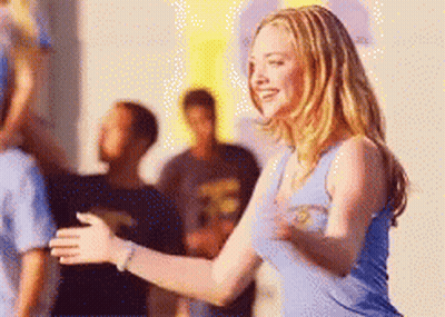 Woman In Blue Tank Top Dancing In Crowd GIF