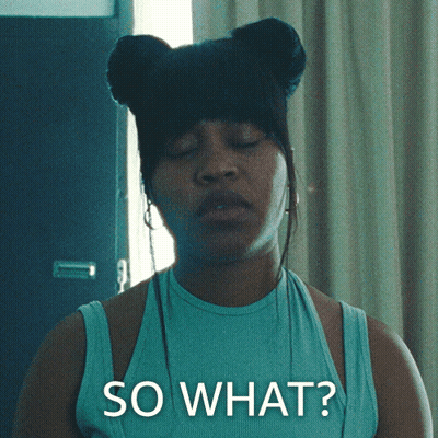 Woman In Blue Tank Top Saying So What GIF