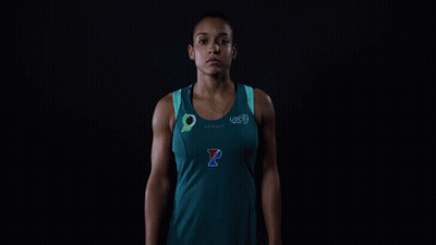 Woman In Blue Tank Top With Letter P GIF