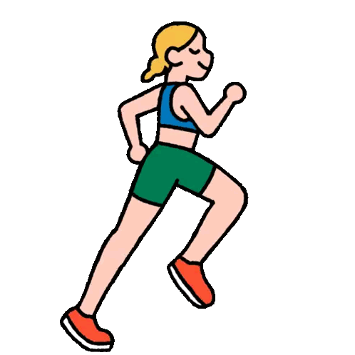 Woman In Blue Top And Green Shorts Running Sticker