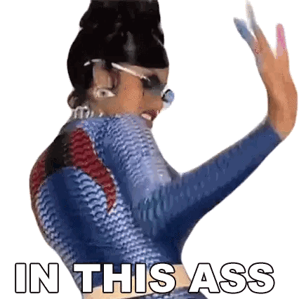 Woman In Blue Top Dancing With Text Sticker