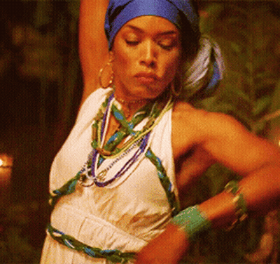 Woman In Blue Turban And White Dress GIF