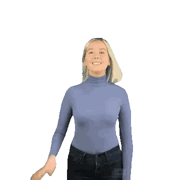 Woman In Blue Turtleneck Waving Sticker