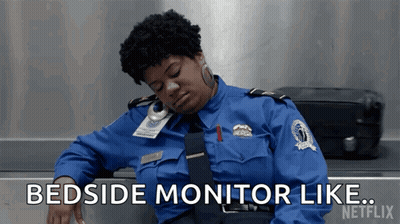 Mujer con Uniforme Azul Dice Monitor de Cabecera GIF
