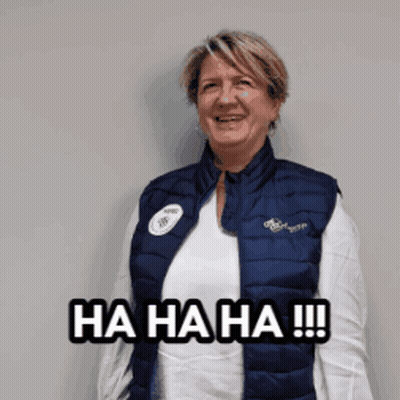 Woman In Blue Vest Laughing Ha Ha Ha GIF