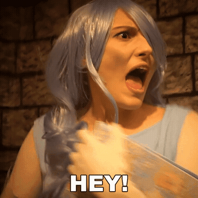 Woman In Blue Wig Saying Hey GIF