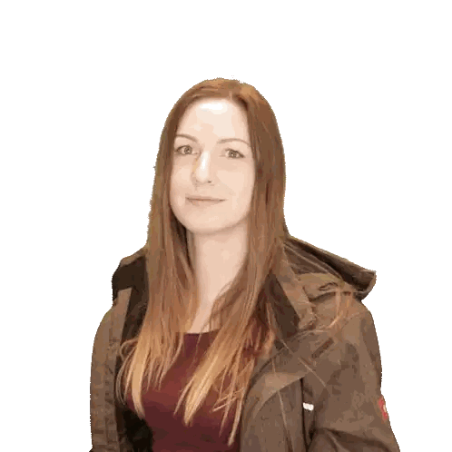 Woman In Brown Jacket Red Top Sticker