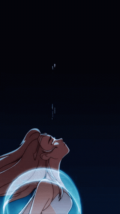 Woman In Bubble Looking Up GIF