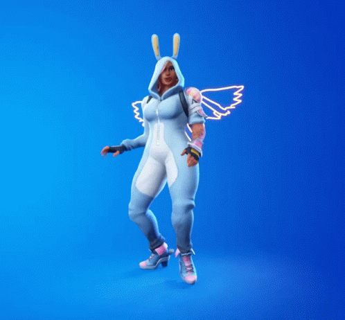 Woman In Bunny Costume With Wings Dancing GIF