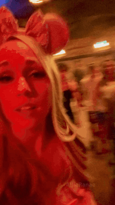 Woman In Bunny Ear Headband Saying Here We Go GIF