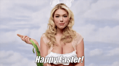 Woman In Bunny Ears Holding Carrot Happy Easter GIF
