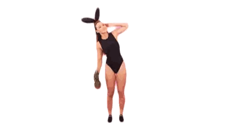 Woman In Bunny Ears Holding Pineapple Dancing Sticker