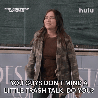 Woman In Camouflage Jacket Says You Guys Don't Mind A Little Trash Talk Do You GIF
