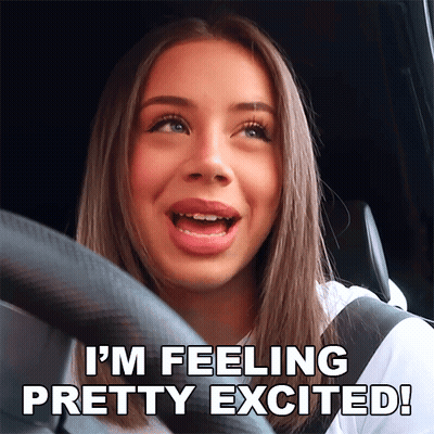 Woman In Car I'm Feeling Pretty Excited GIF