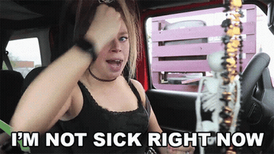 Woman In Car Saying I'm Not Sick Right Now GIF