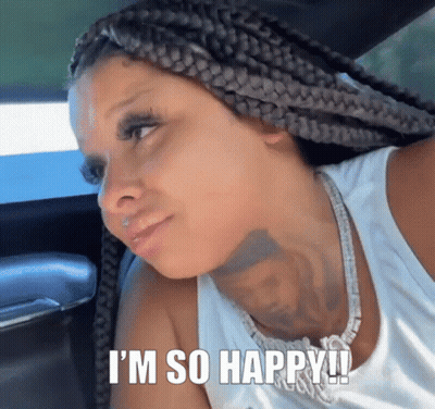 Woman In Car Saying I'm So Happy GIF