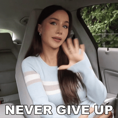 Woman In Car Saying Never Give Up GIF