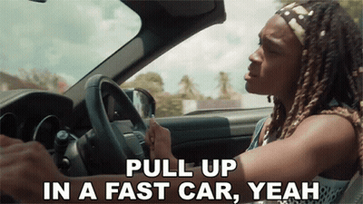 Woman In Car Saying Pull Up GIF