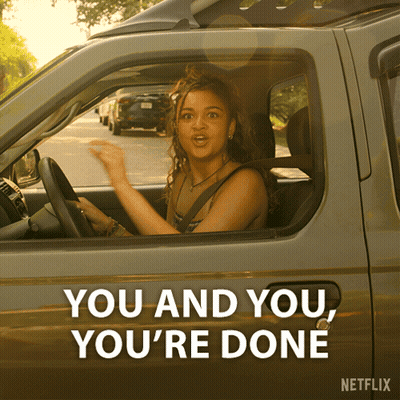 Woman In Car Saying You And You You're Done GIF