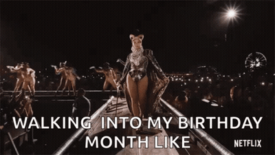 Woman In Cat Costume Walking Into Birthday Month GIF