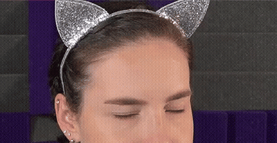 Woman In Cat Ear Headband Making Funny Face GIF