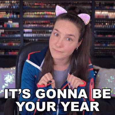 Woman In Cat Ear Headband Saying It's Gonna Be Your Year GIF