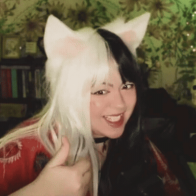 Woman In Cat Ear Wig Thumbs Up GIF