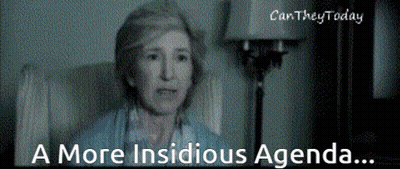 Woman In Chair Saying A More Insidious Agenda GIF