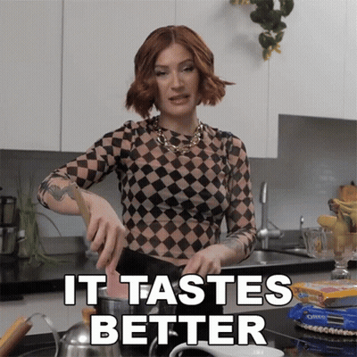 Woman In Checkered Top Cooking It Tastes Better GIF