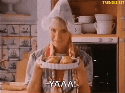 Woman In Chef Hat Holding Plate Saying Yaaaa GIF