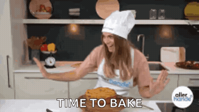 Woman In Chef Hat Says Time To Bake GIF
