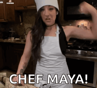 Woman In Chef's Hat Apron Says Chef Maya GIF