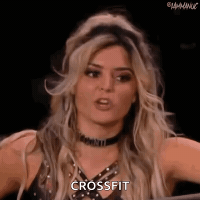 Woman In Choker And Black Top Saying Crossfit GIF