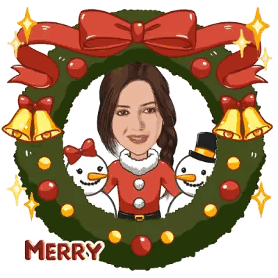 Woman In Christmas Wreath Merry Sticker