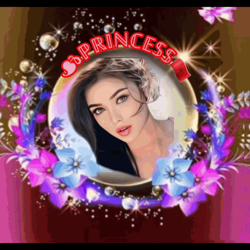 Woman In Circle With Flowers Princess GIF