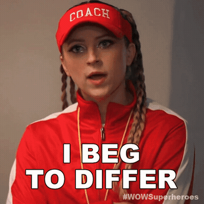 Woman In Coach Hat And Red Jacket Says I Beg To Differ GIF