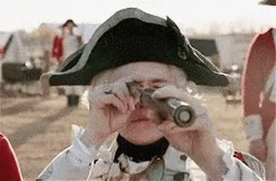 Woman In Colonial Hat Looking Through Telescope GIF