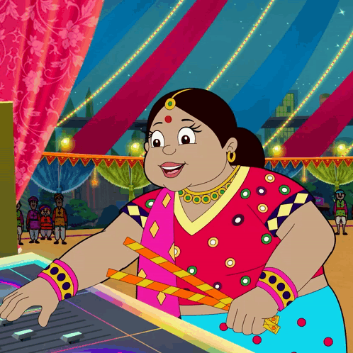Woman In Colorful Dress Drawing GIF