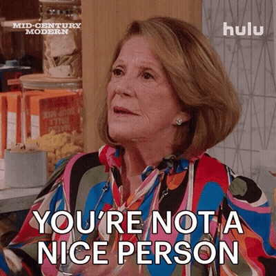 Woman In Colorful Shirt Says You're Not A Nice Person GIF